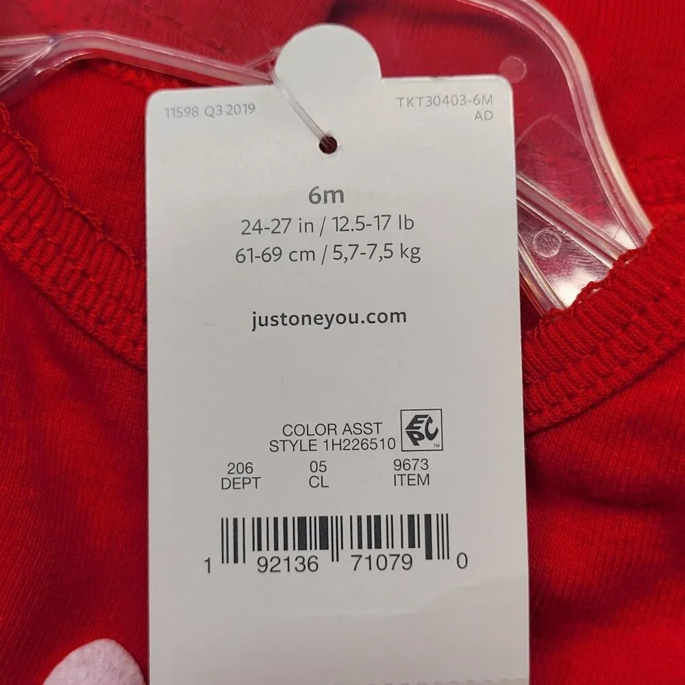 Valentines Day‎ Carters Just One You Bodysuit Love Red Long Sleeve 6 Months